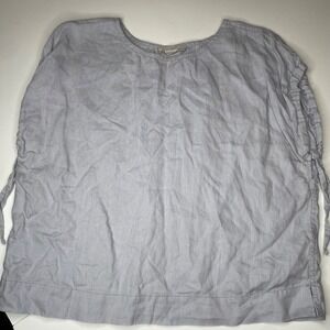 Everlane Linen Blouse Shirt Tunic Drawstring Sleeve Light Blue Womens size Small
